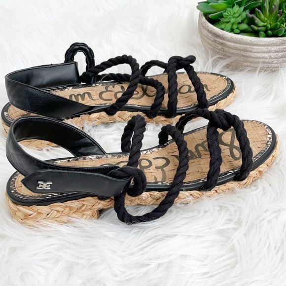 Sam Edelman Black Cristan Rope Espadrilles Sandals Size 9 - Picture 6 of 11